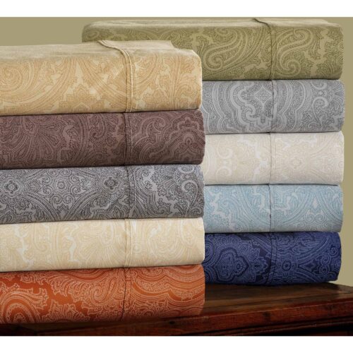 Superior 600 Thread Count Wrinkle-Resistant Luxury Cotton Italian Paisley Sheet Set