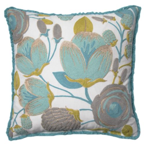 Better Homes and Gardens Blush Bloom Accent Pillow, Green, 18" x 18"