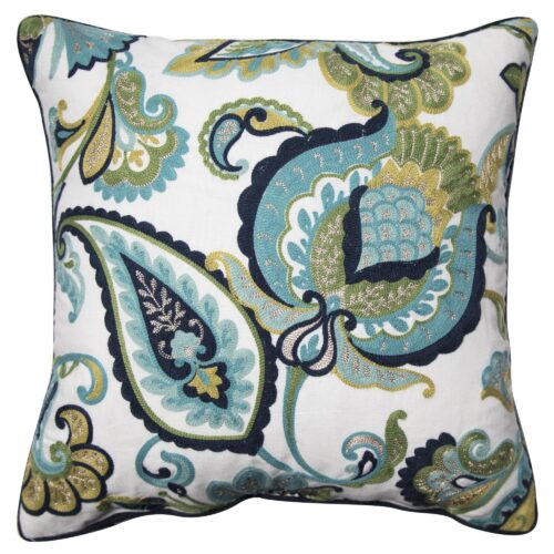 Better Homes and Gardens Paisley Floral Accent Pillow, Green, 18" x 18"
